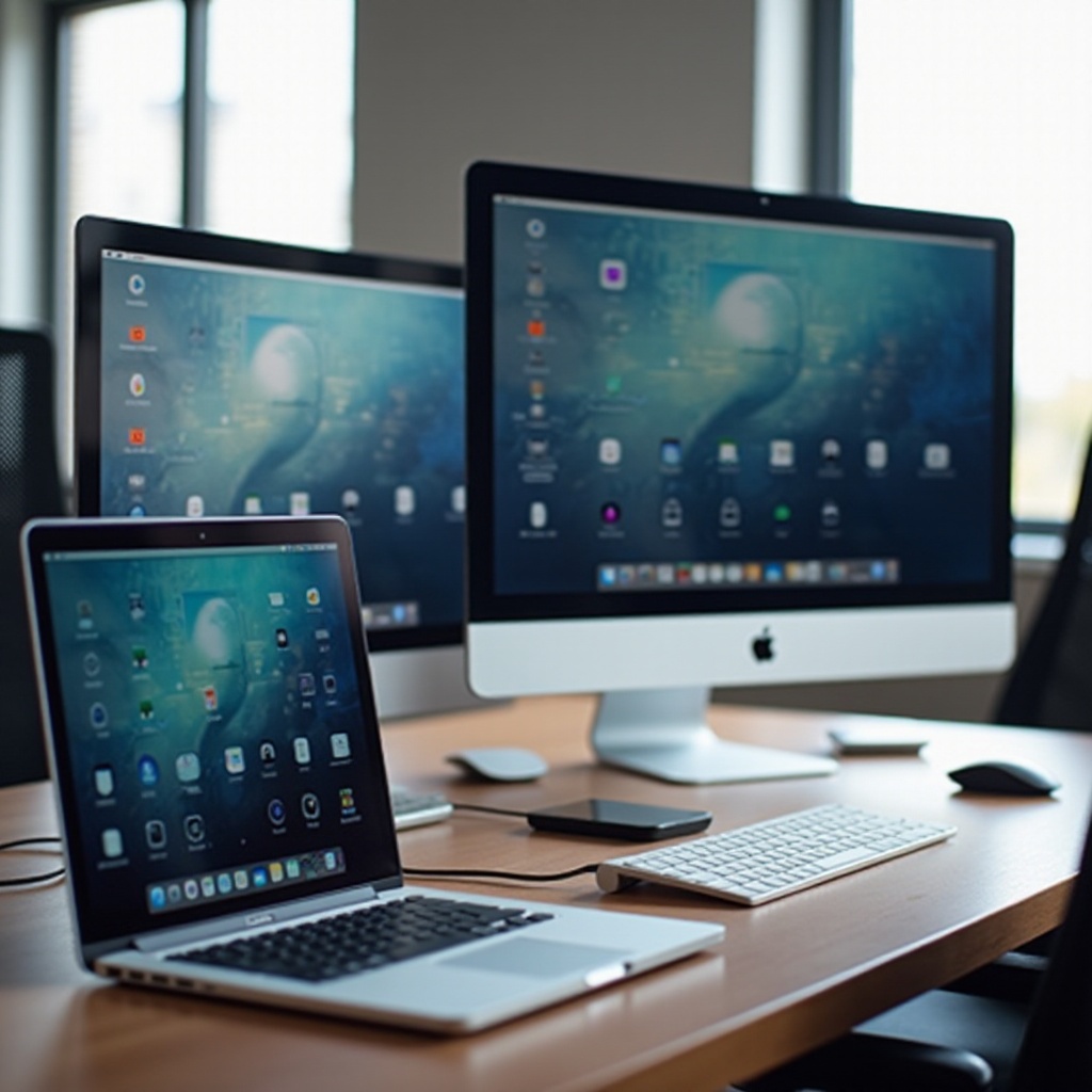 ter o display do laptop em uma configuração de monitor duplo com um PC de secretária