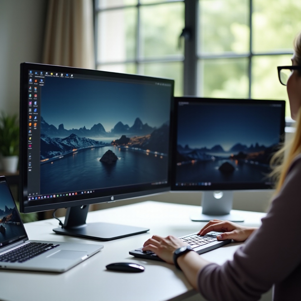 avoir l'affichage de l'ordinateur portable sur une configuration à double moniteur avec un PC de bureau