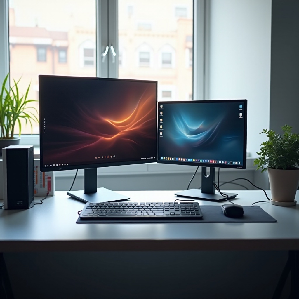pagkakaroon ng display ng laptop sa dual monitor setup gamit ang desktop PC